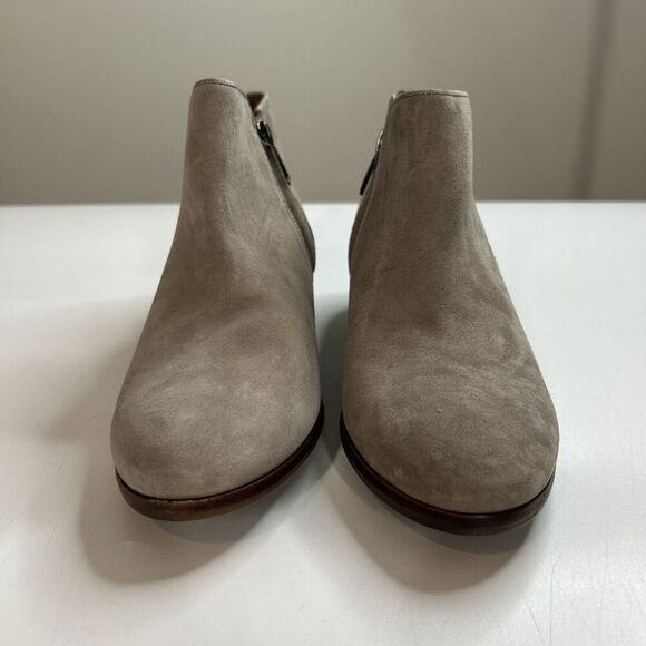 Sam Edelman Petty Suede Heeled Ankle Bootie Womens 9 M Putty Gray Beige - Picture 2 of 8